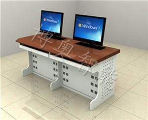 Steel-wood double lift computer desk (host hidden)