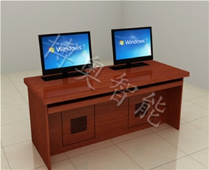 Solid wood double lifting computer desk (host hidden)